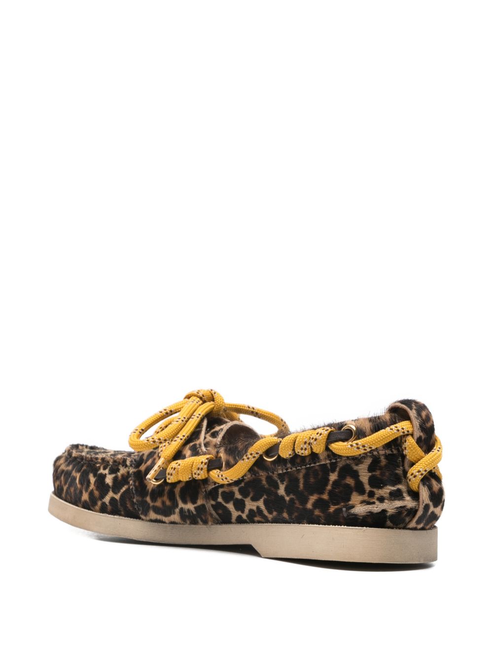 Golden Goose Cruise loafers in leopard-print pony skin – rear view with cord running around the heel