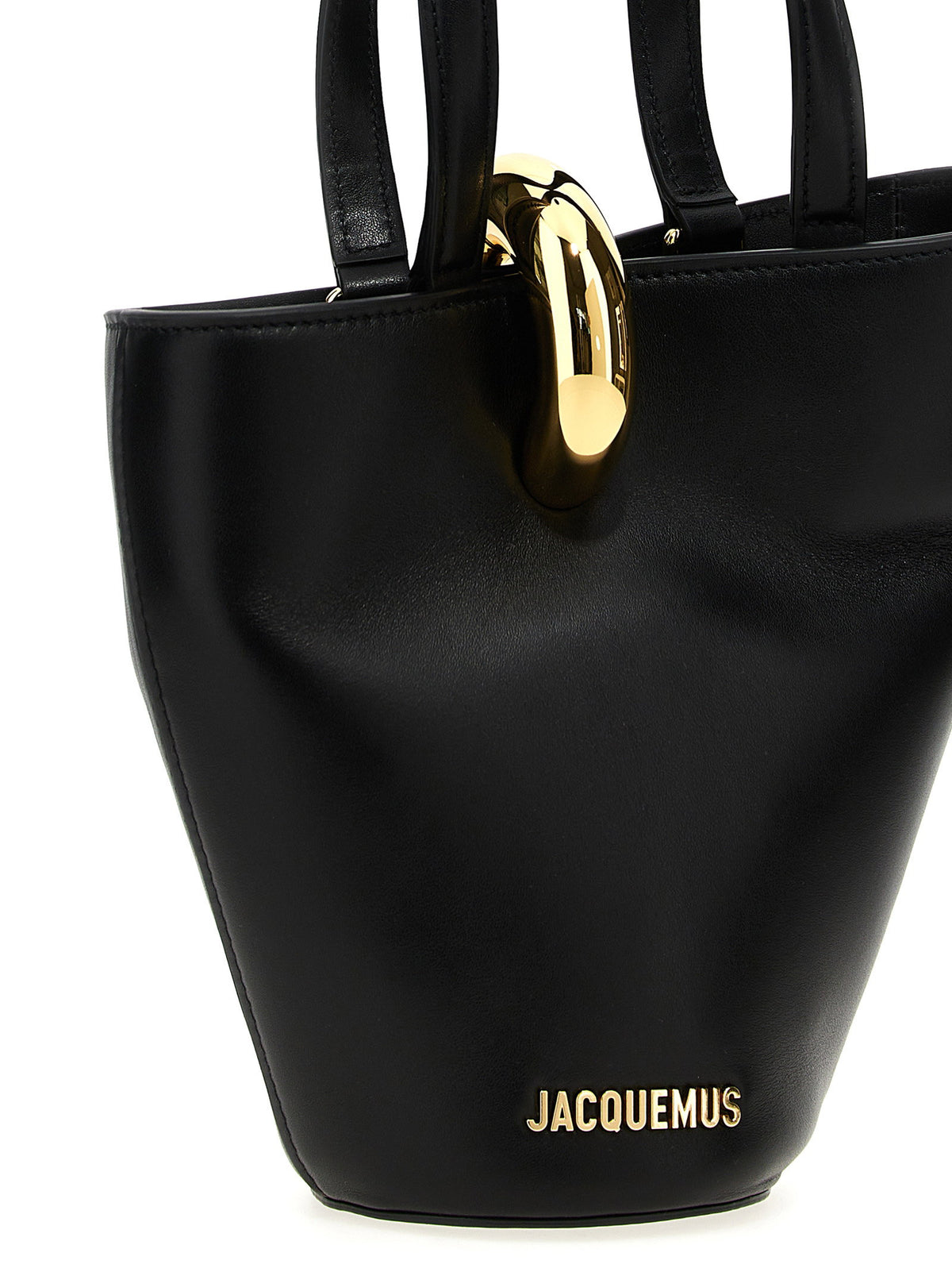Jacquemus Le Petit Bambola Mini Bucket Bag in Black Leather