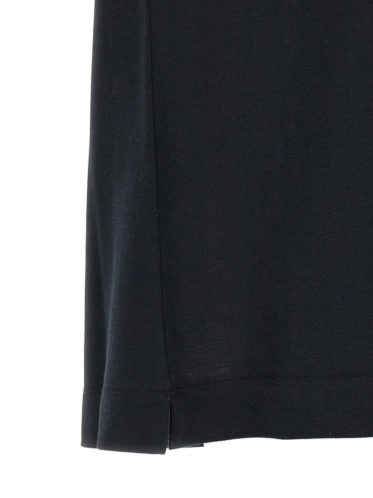 Zegna navy blue piquet polo – hem with side slit detail