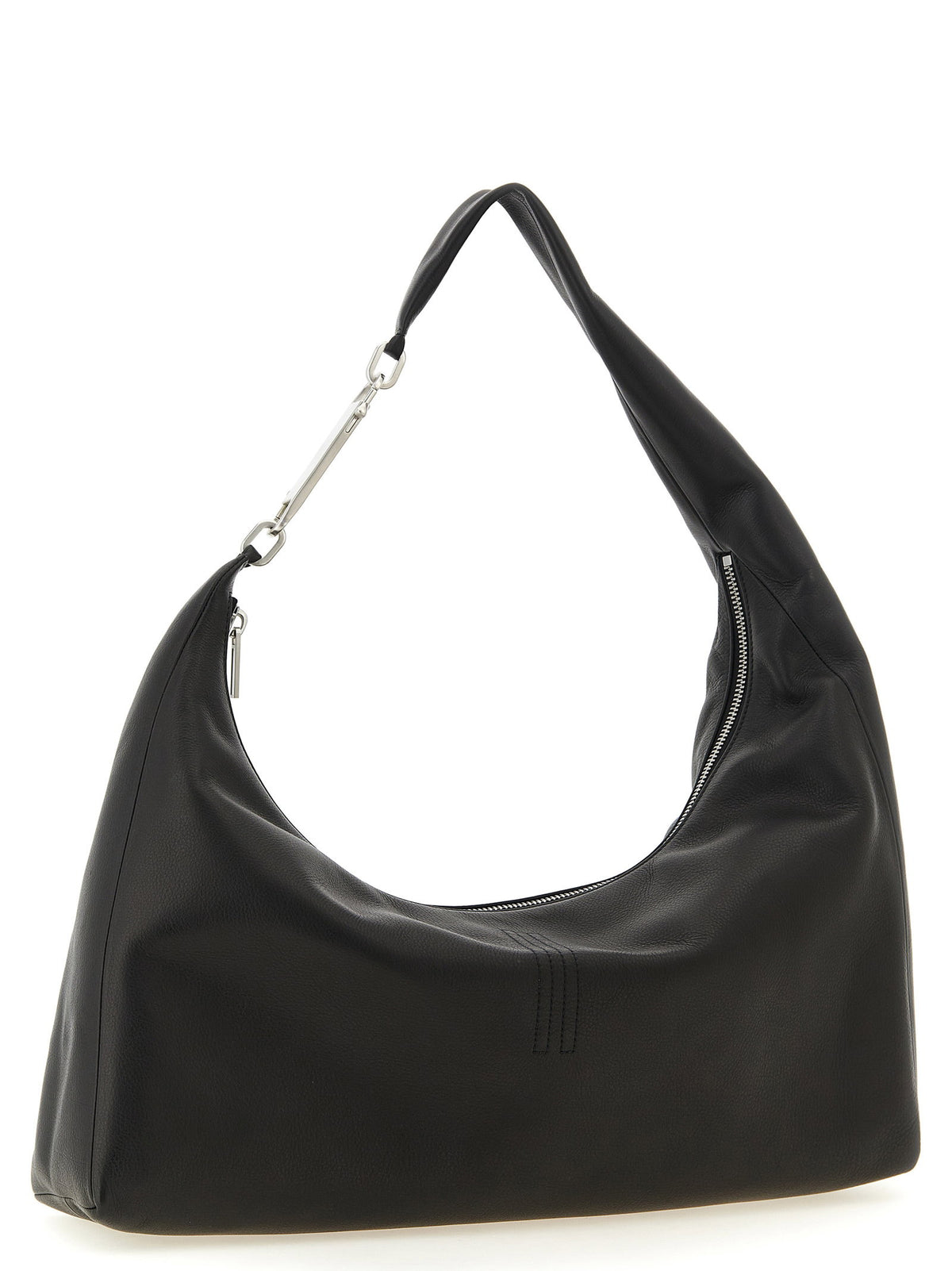 Rick Owens Cropped Gemini Bag in Black Grained Calf Leather