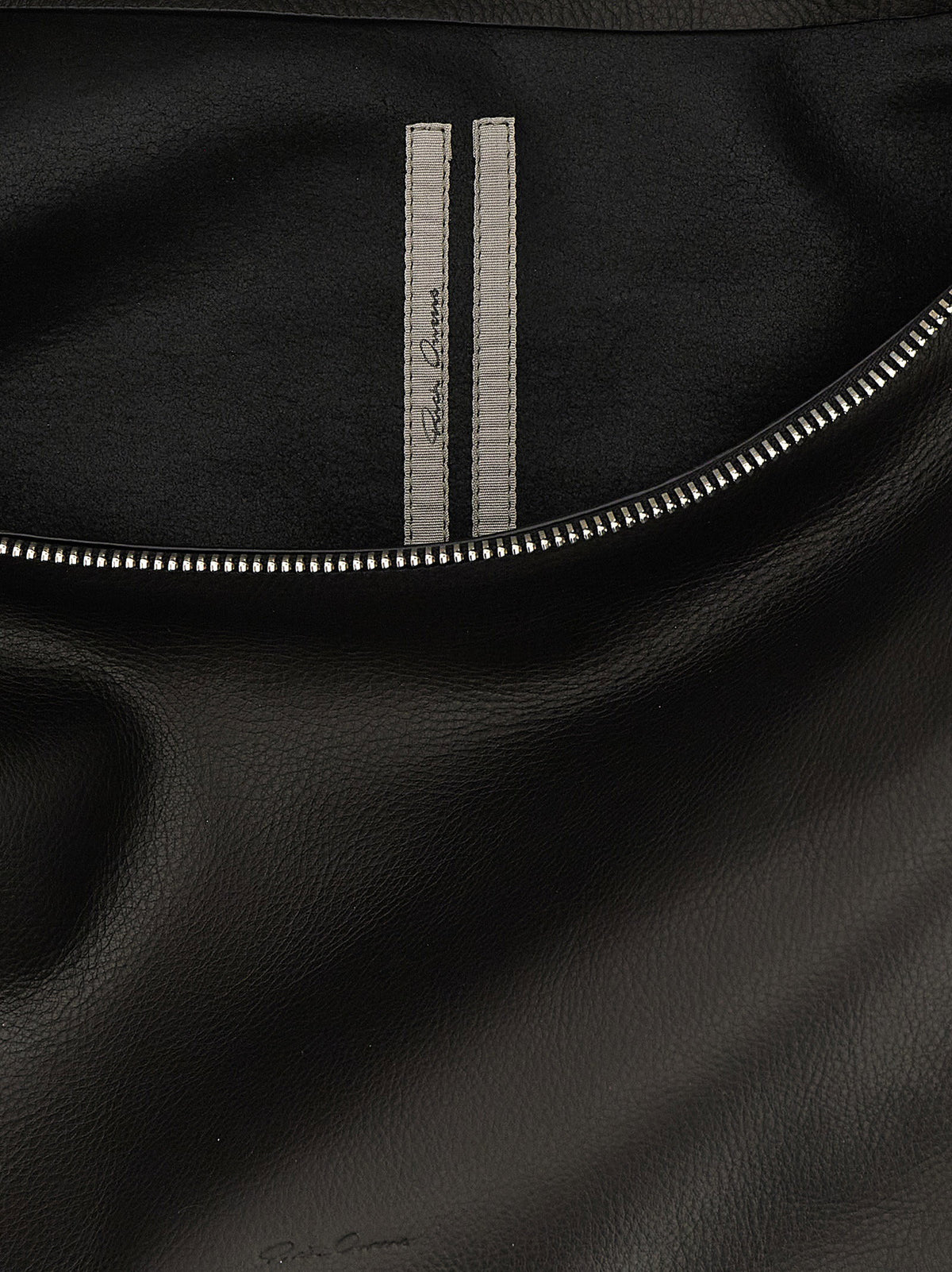Rick Owens Cropped Gemini Bag in Black Grained Calf Leather